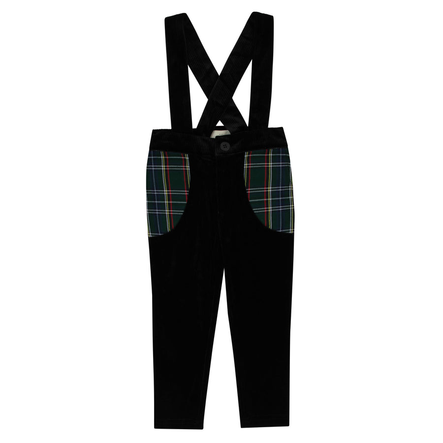 Velvet Plaid Overall Pants