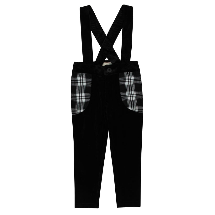 Velvet Plaid Overall Pants