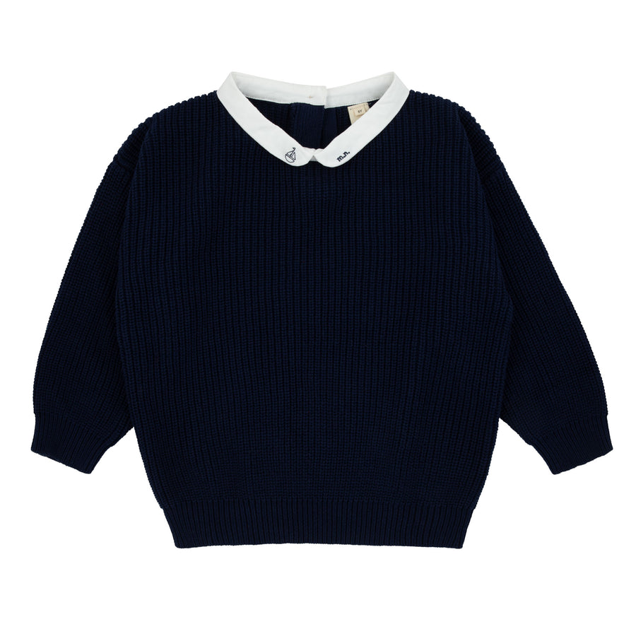 Boys Knit Sweater with Boat Collar