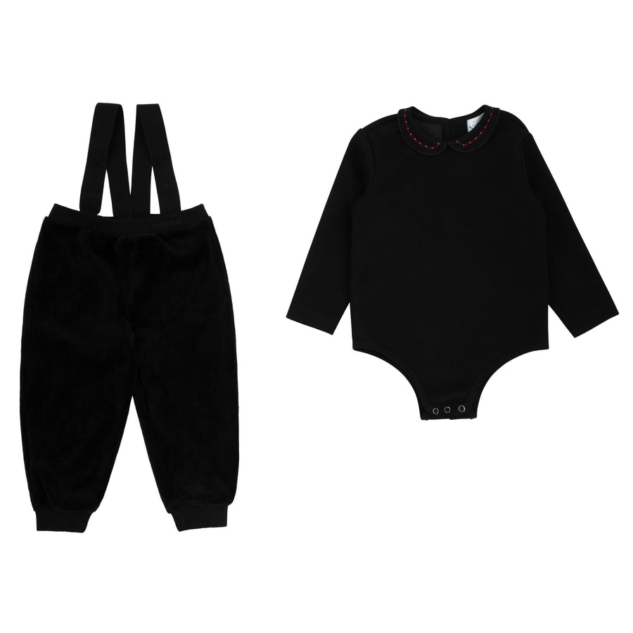 Velour Baby Overall With Model Collared Top