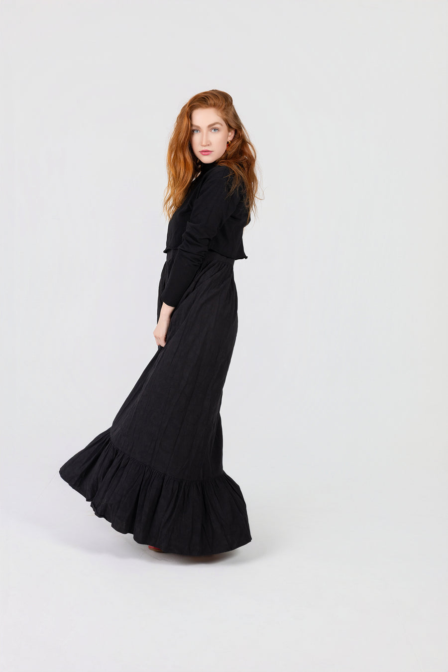 Cropped Overlayed Bow Top + Textured Dress