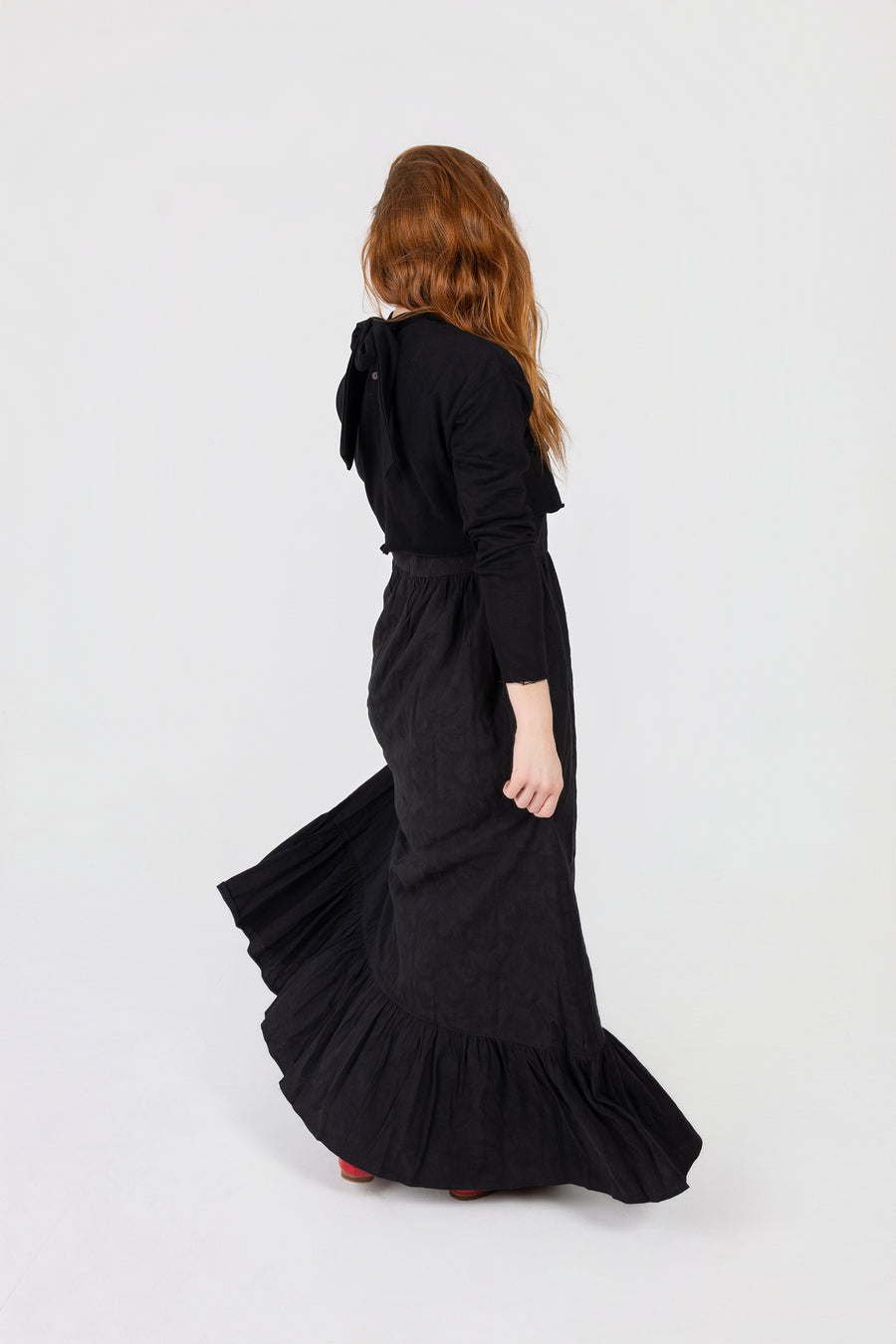 Cropped Overlayed Bow Top + Textured Dress