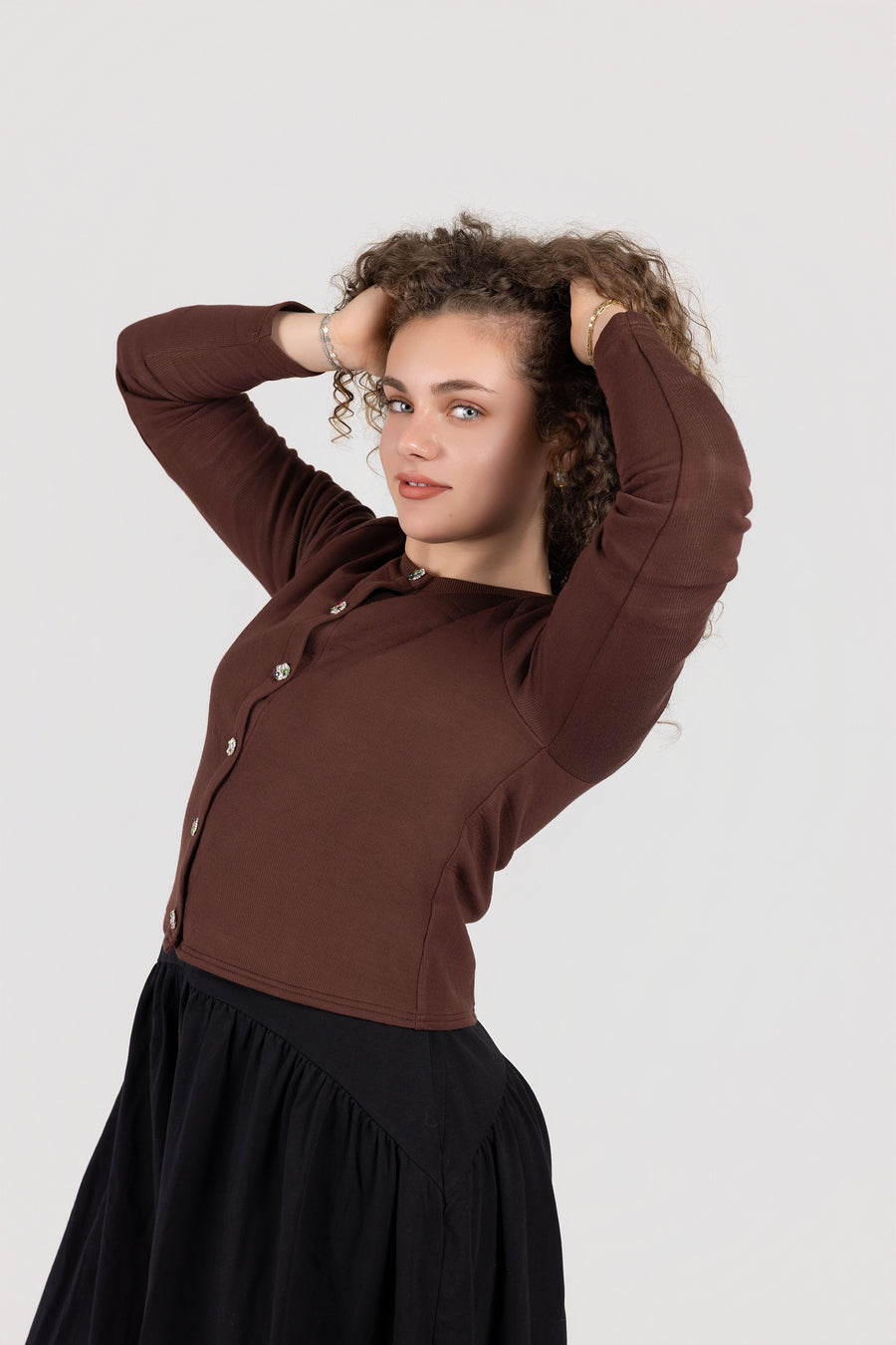 Jewel Wool Ribbed Cardigan (NOT CROPPED)