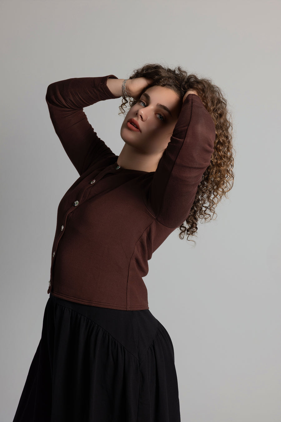Jewel Wool Ribbed Cardigan (NOT CROPPED)