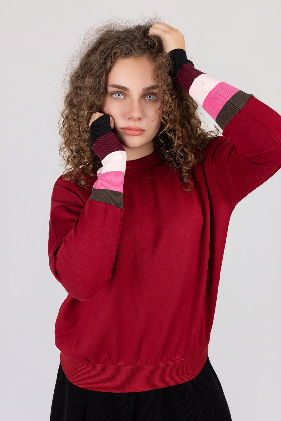 Striped Sleeve Sweat