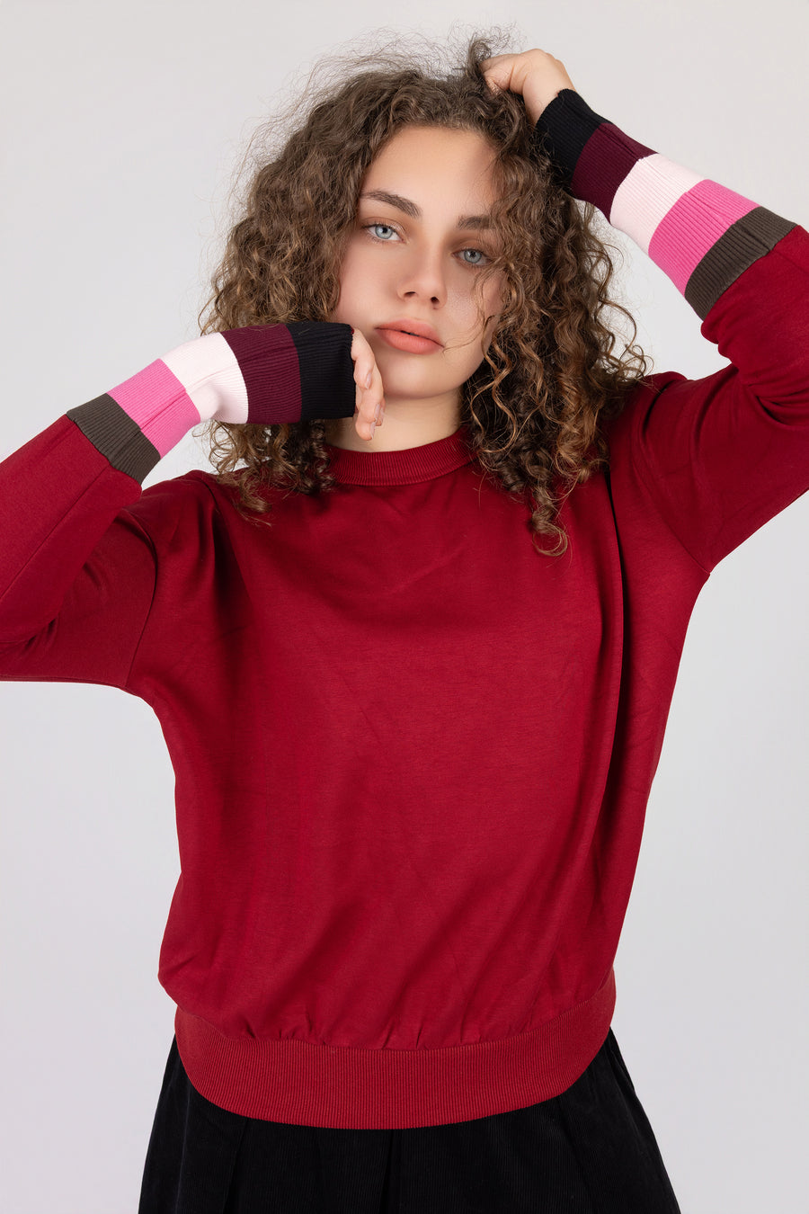 Striped Sleeve Sweat