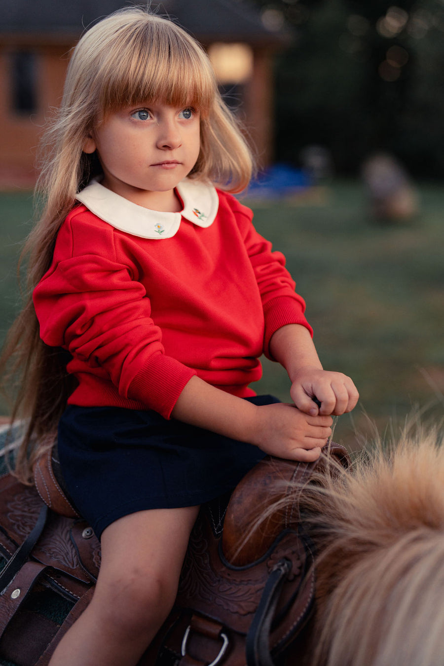Girls Embroidered Collared Sweatshirt