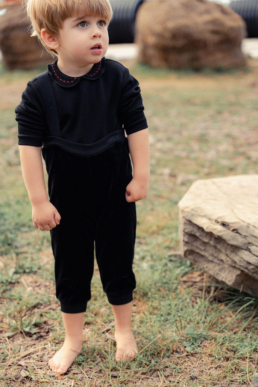Velour Baby Overall With Model Collared Top