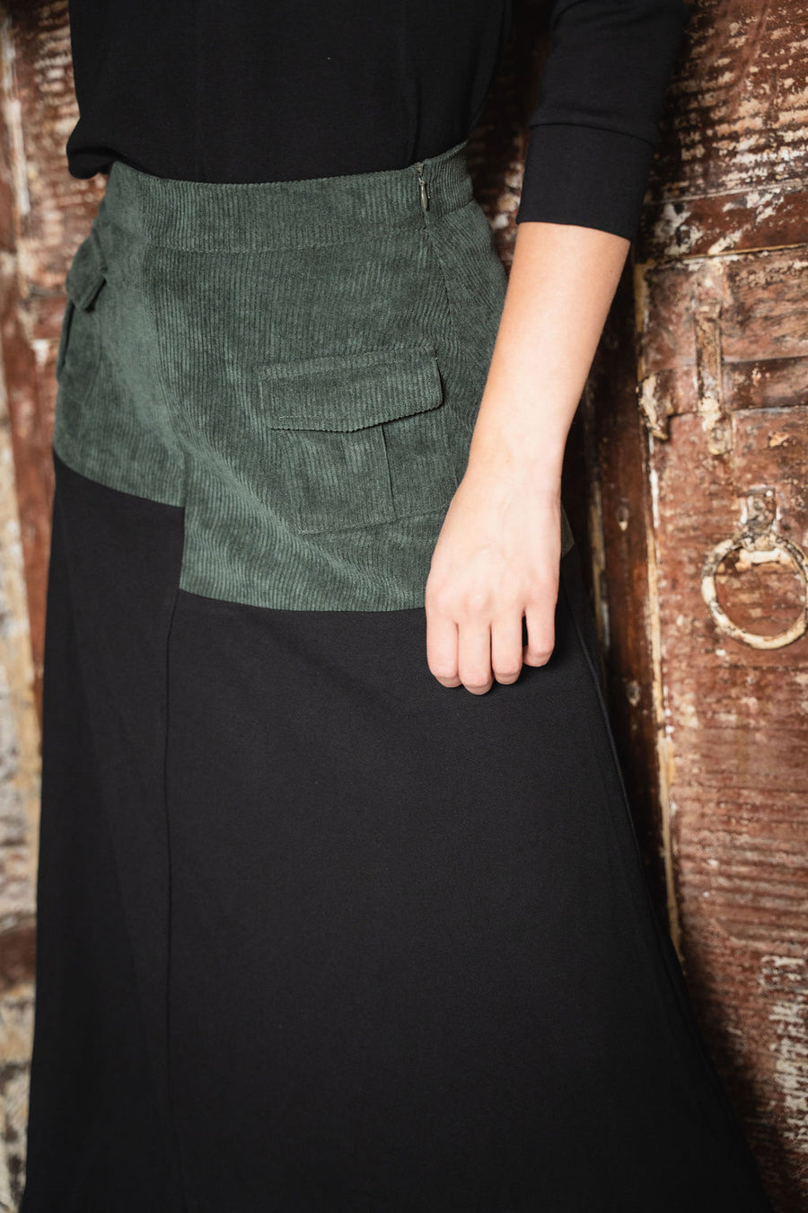 Corduroy Skirt With Black Top