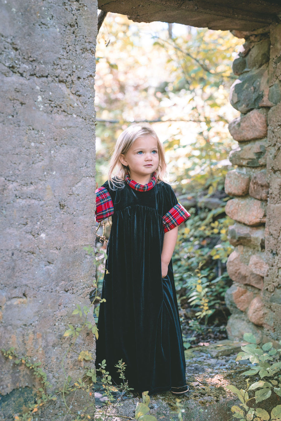 Velvet Plaid Turtleneck Maxi Jumper