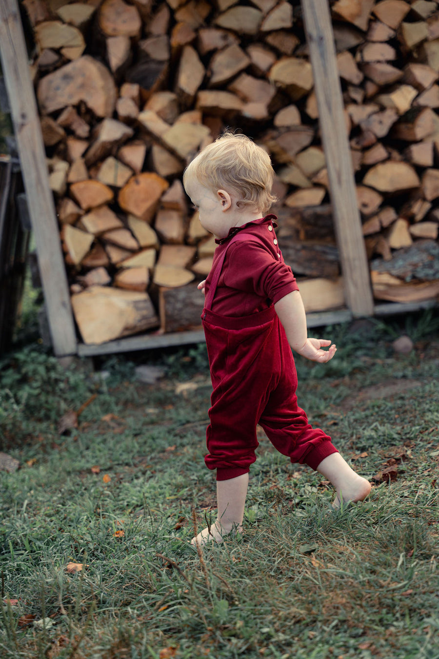 Velour Baby Overall With Model Collared Top