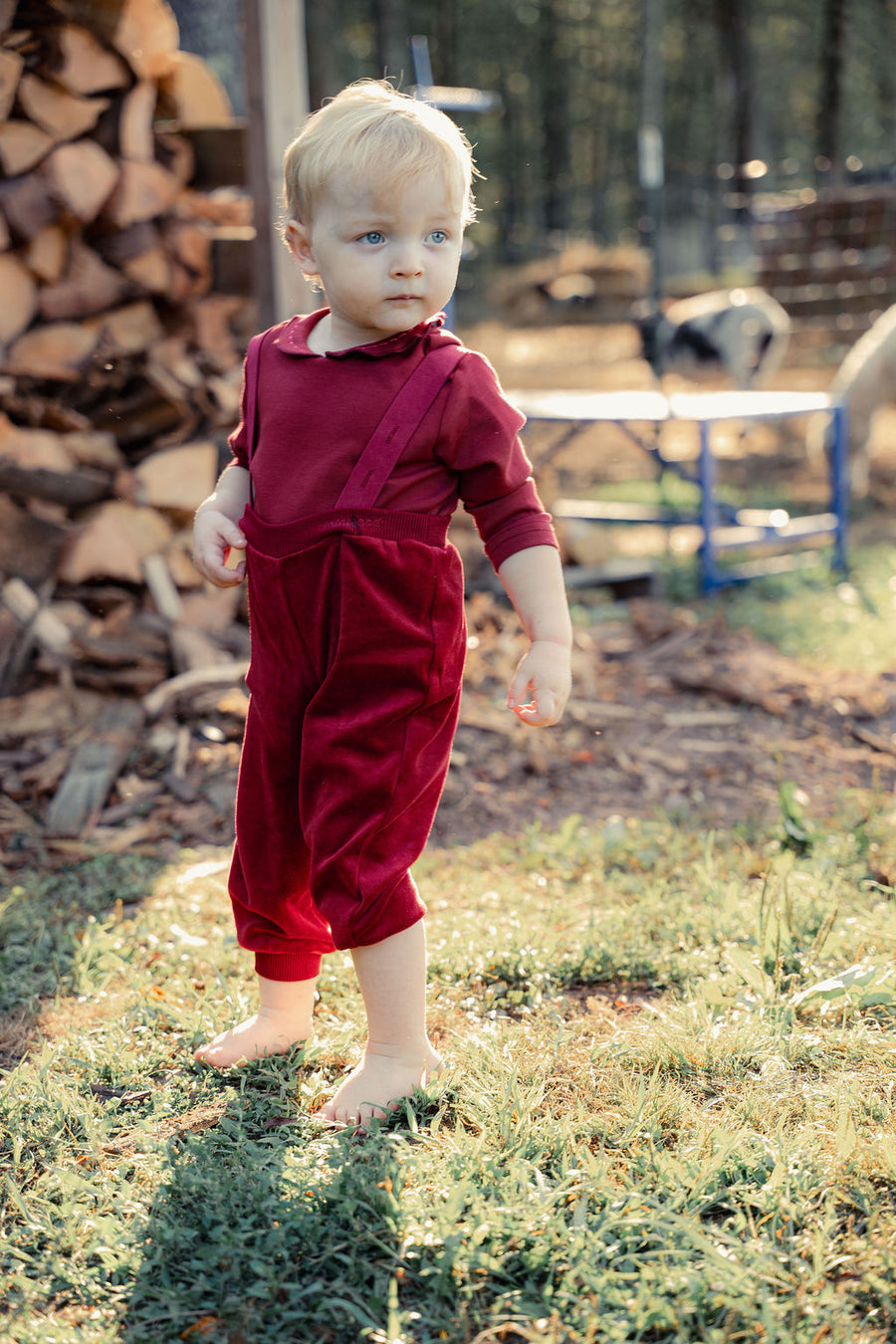 Velour Baby Overall With Model Collared Top