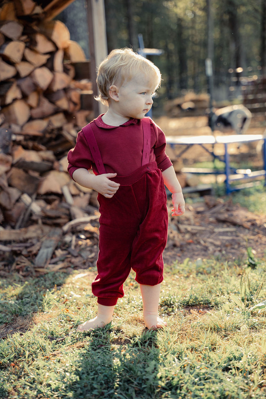 Velour Baby Overall With Model Collared Top
