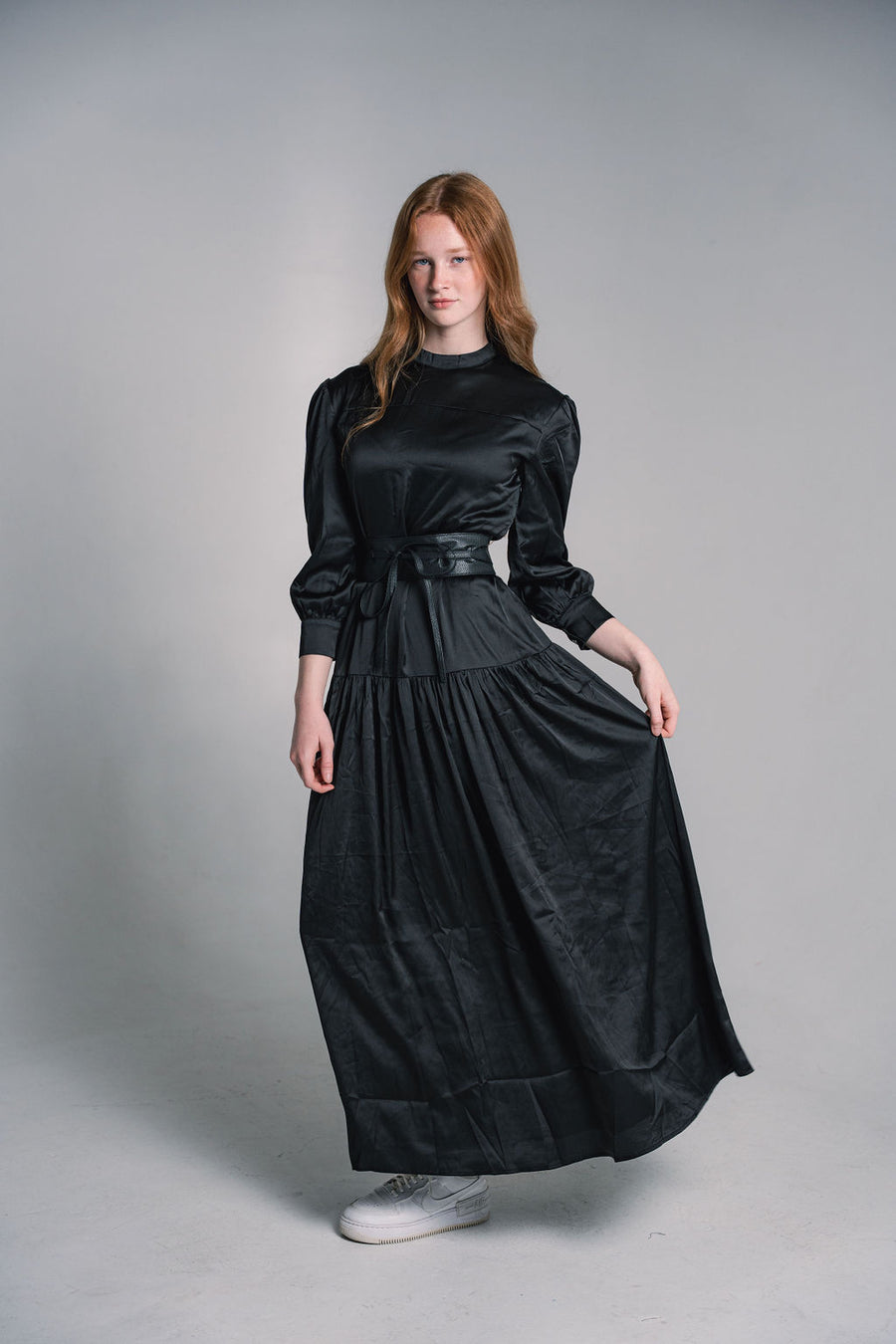 Satin Maxi Dress + Belt