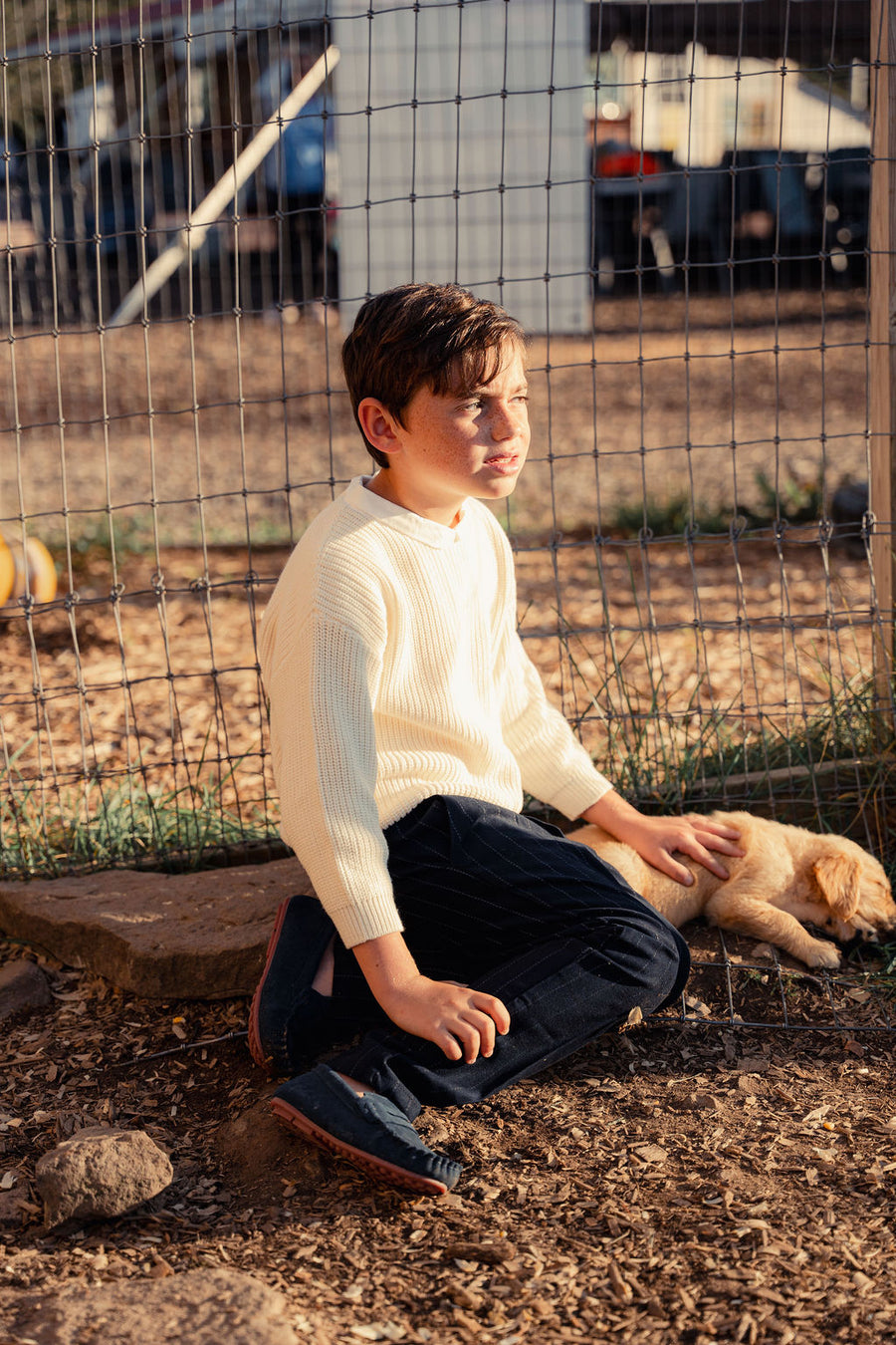 Boys Knit Sweater with Boat Collar