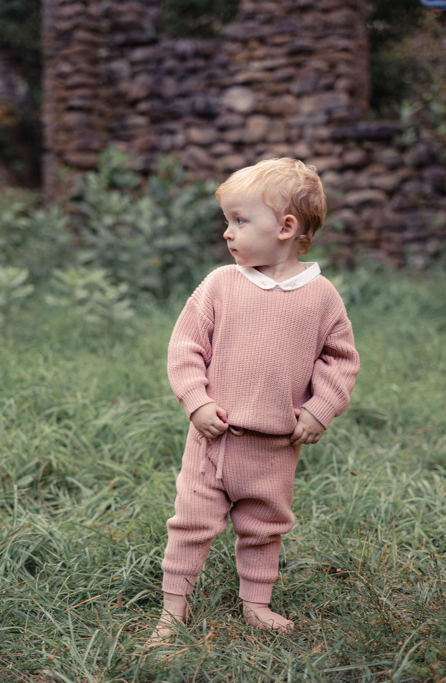Girls Knit Set Baby with Bow Collar