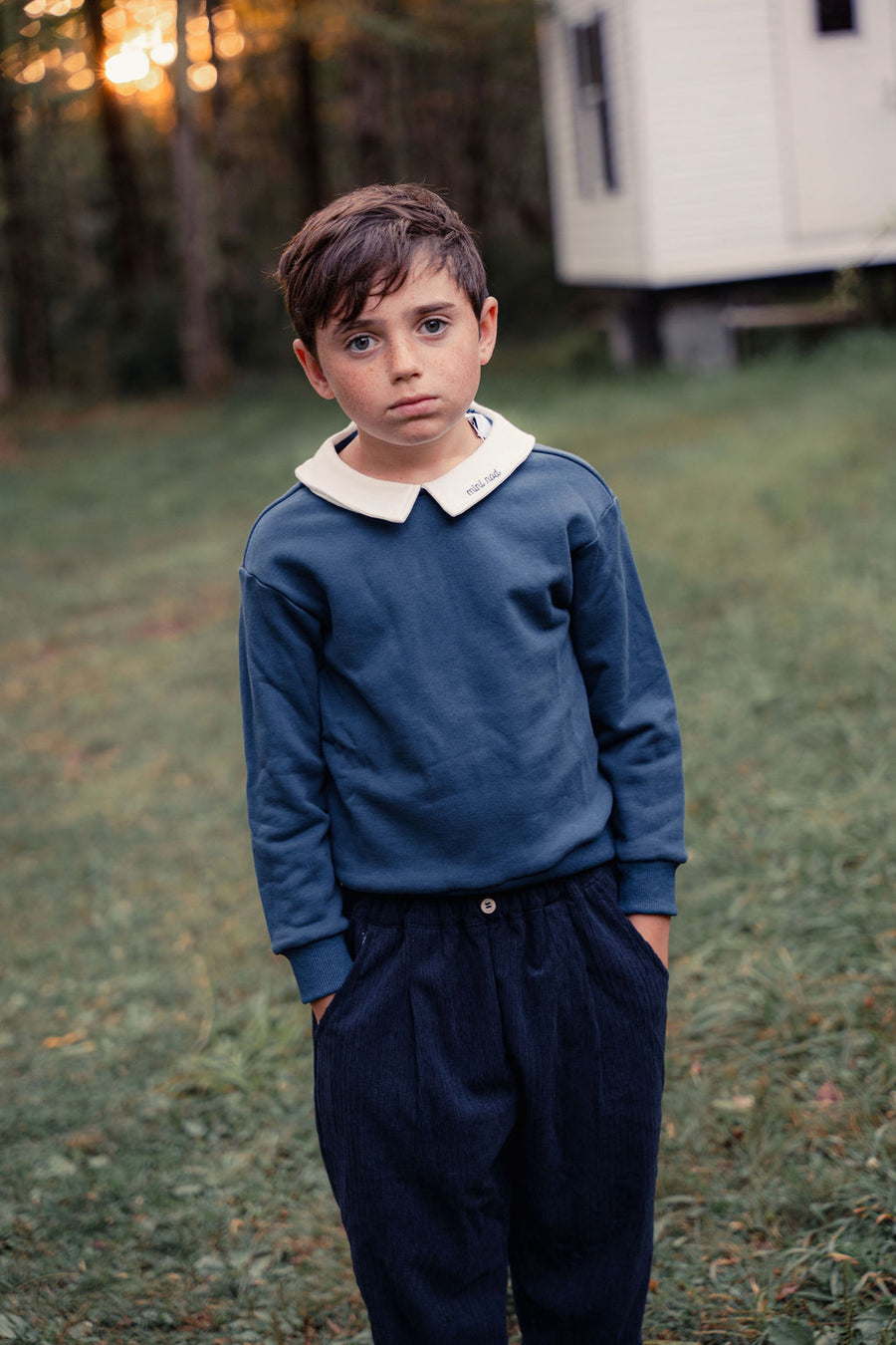Boys Embroidered Collar Sweatshirt
