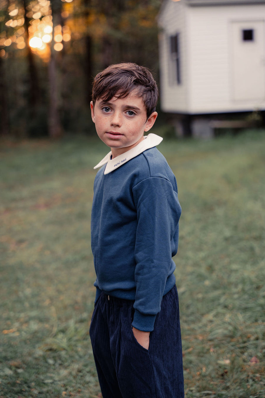 Boys Embroidered Collar Sweatshirt