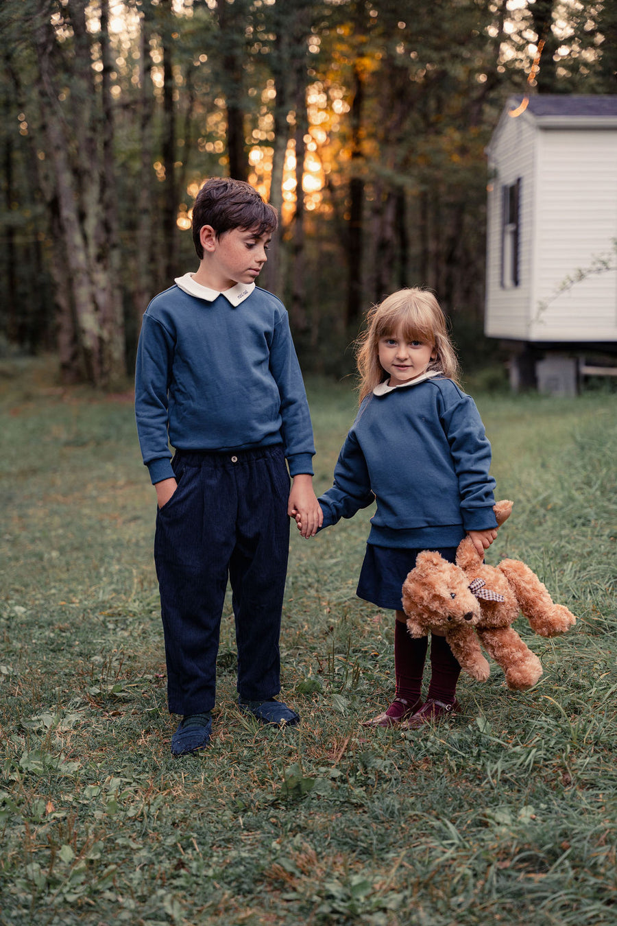 Girls Embroidered Collared Sweatshirt