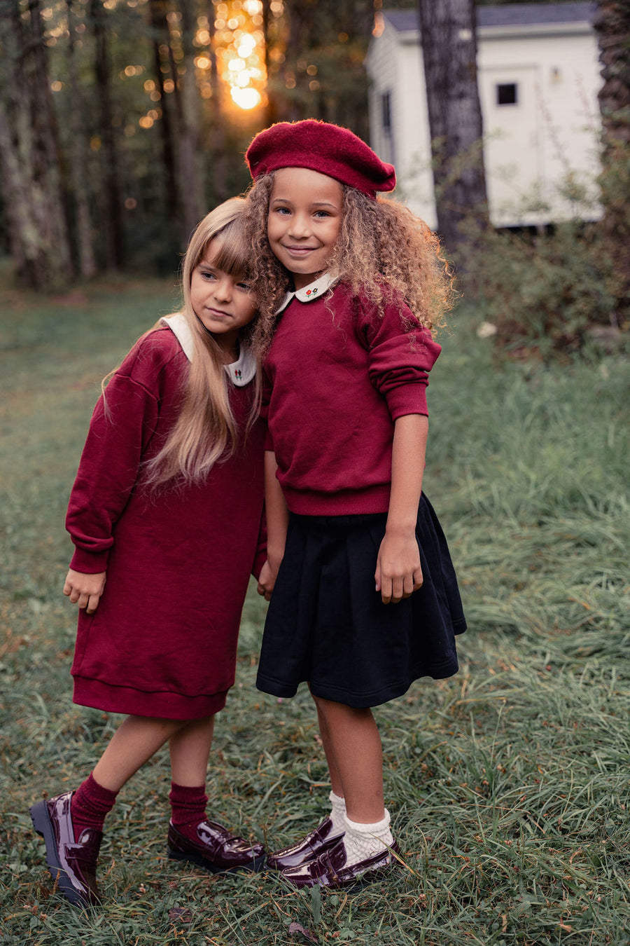 Girls Embroidered Collared Sweatshirt