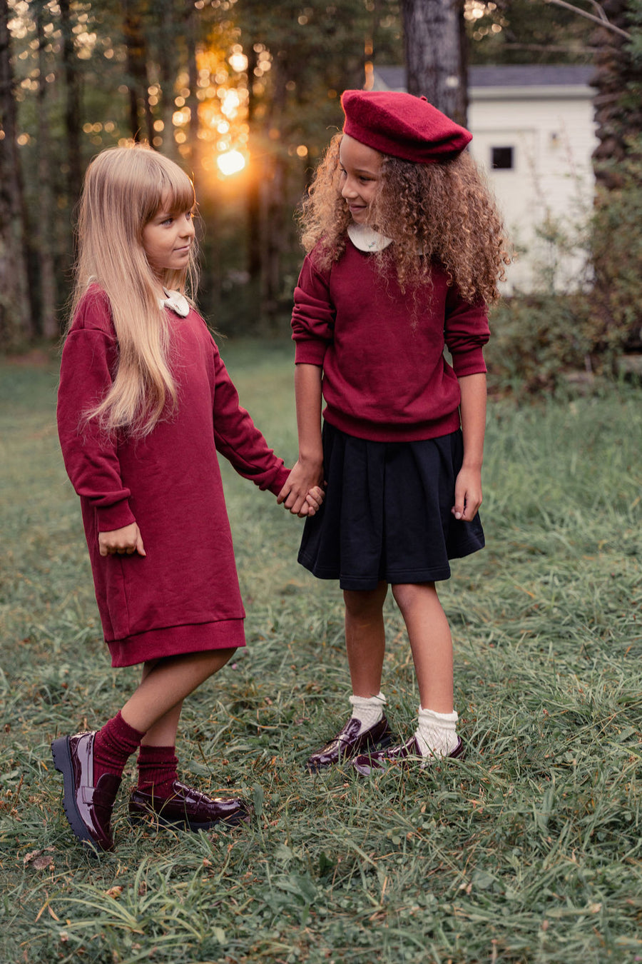 Girls Embroidered Collared Sweatshirt