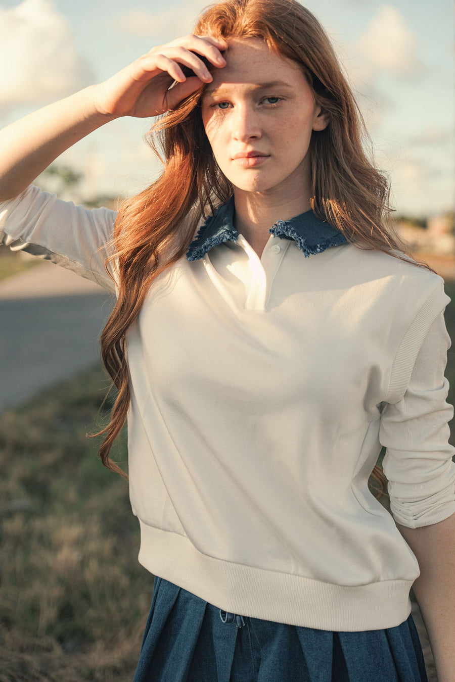 Denim Collared Vest